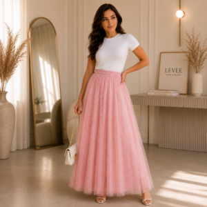 Saia Longa em Tule com Brilho – Forrada