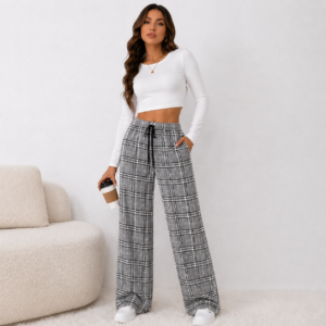 Calça Pantalona Xadrez Comfort